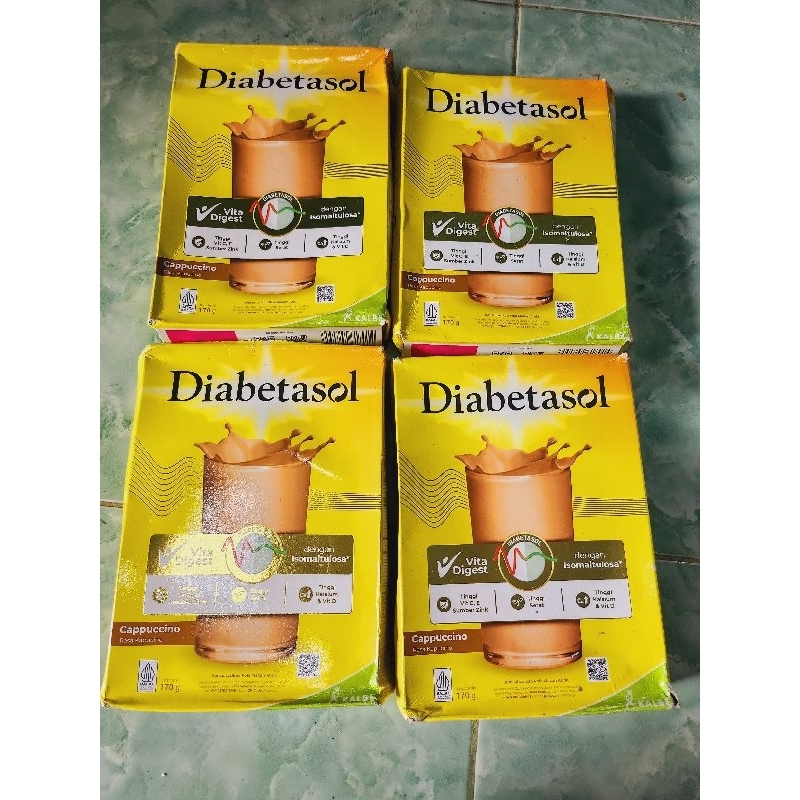 

Diabetasol Cappucino 170gram Bundling 4kotak exp 26 Jan 2025