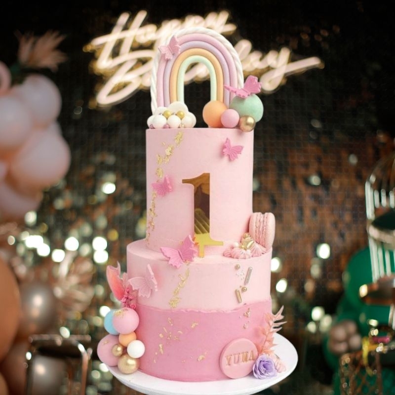 

pink cake 2 tier//custom cake