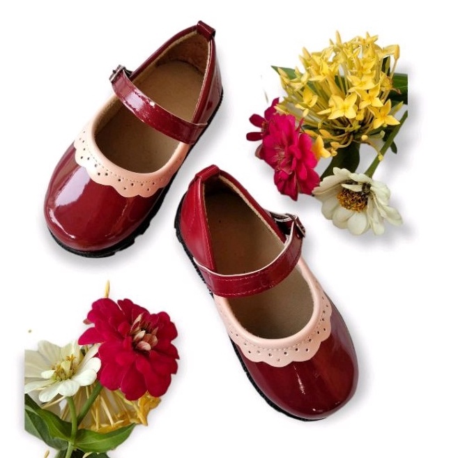 KODE T72Q Sepatu Anak Perempuan Domart Glossy Docmart Loafers Sepatu Pesta Anak Mary Jane Renda MERA