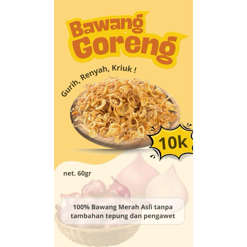 

Bawang Goreng Kriuk gurih renyah 60 gr