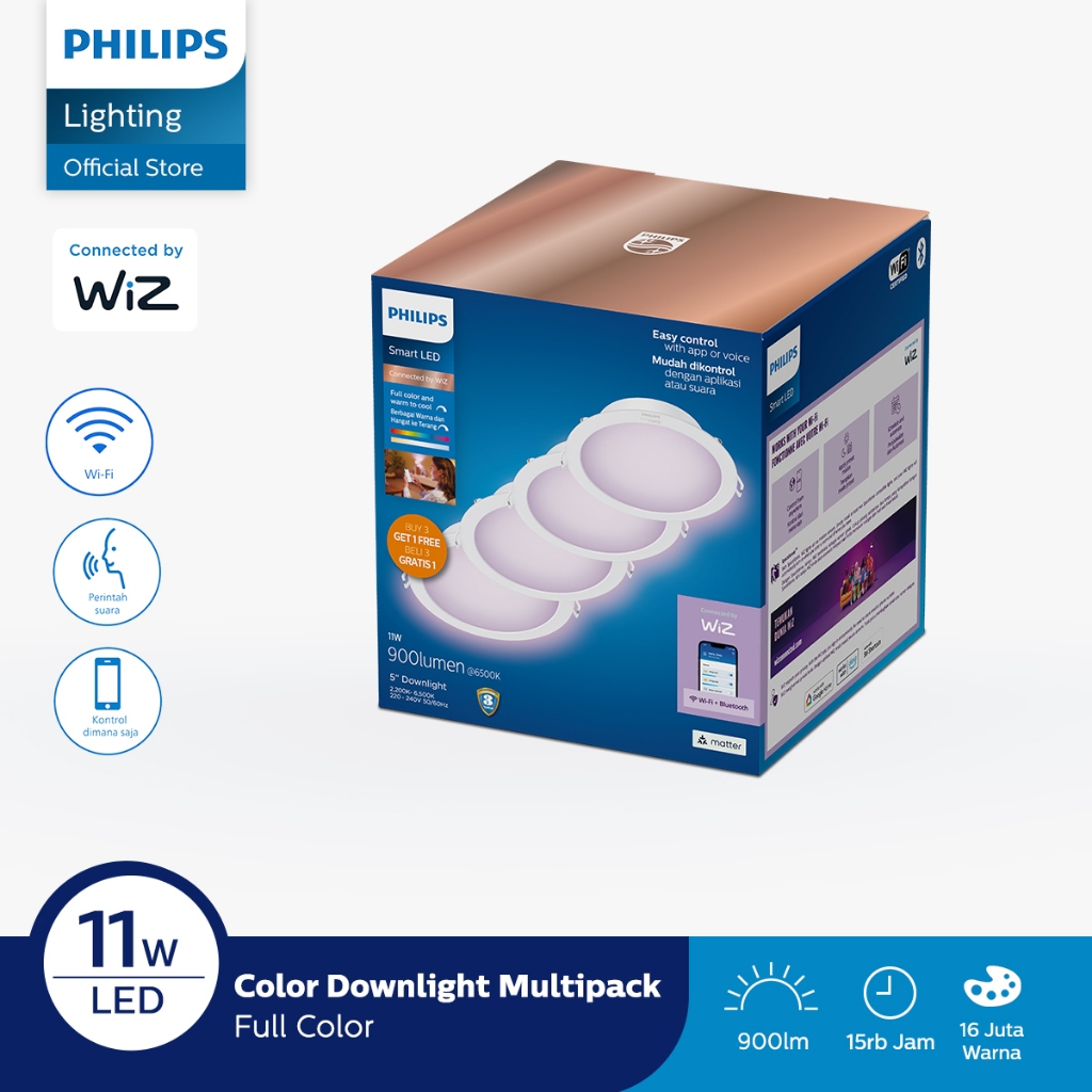 Philips  Multipack Smart Wifi LED Downlight RGB Color 11W