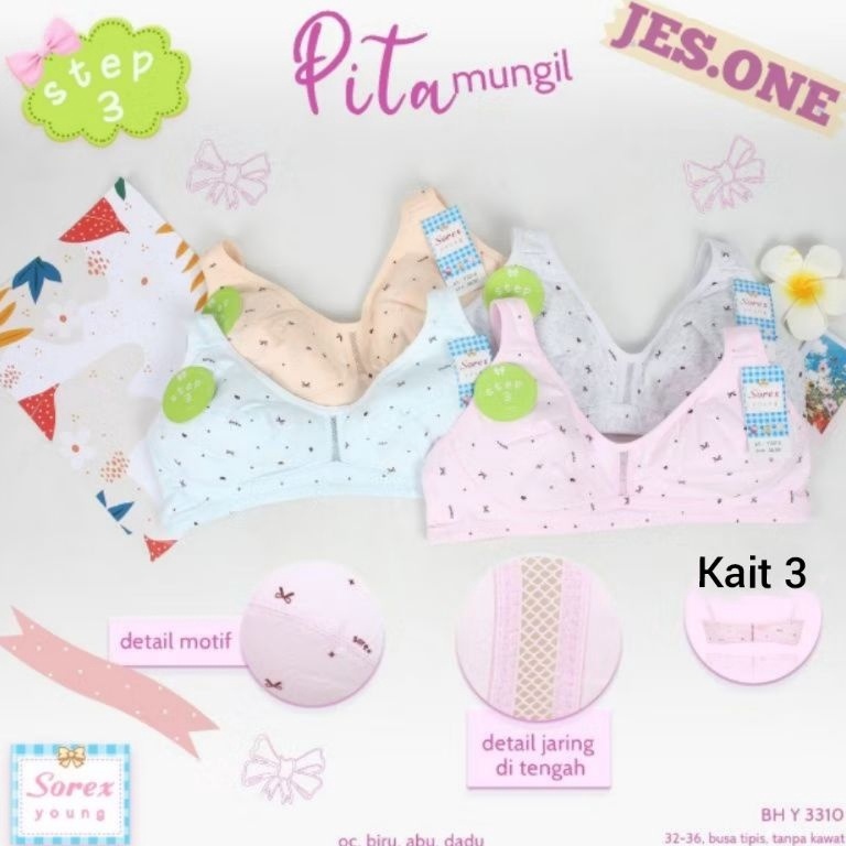 KODE G66N SOREX 331 3311 BH Bra Remaja ABG Miniset Young Katun Kait 3 sz 32  36