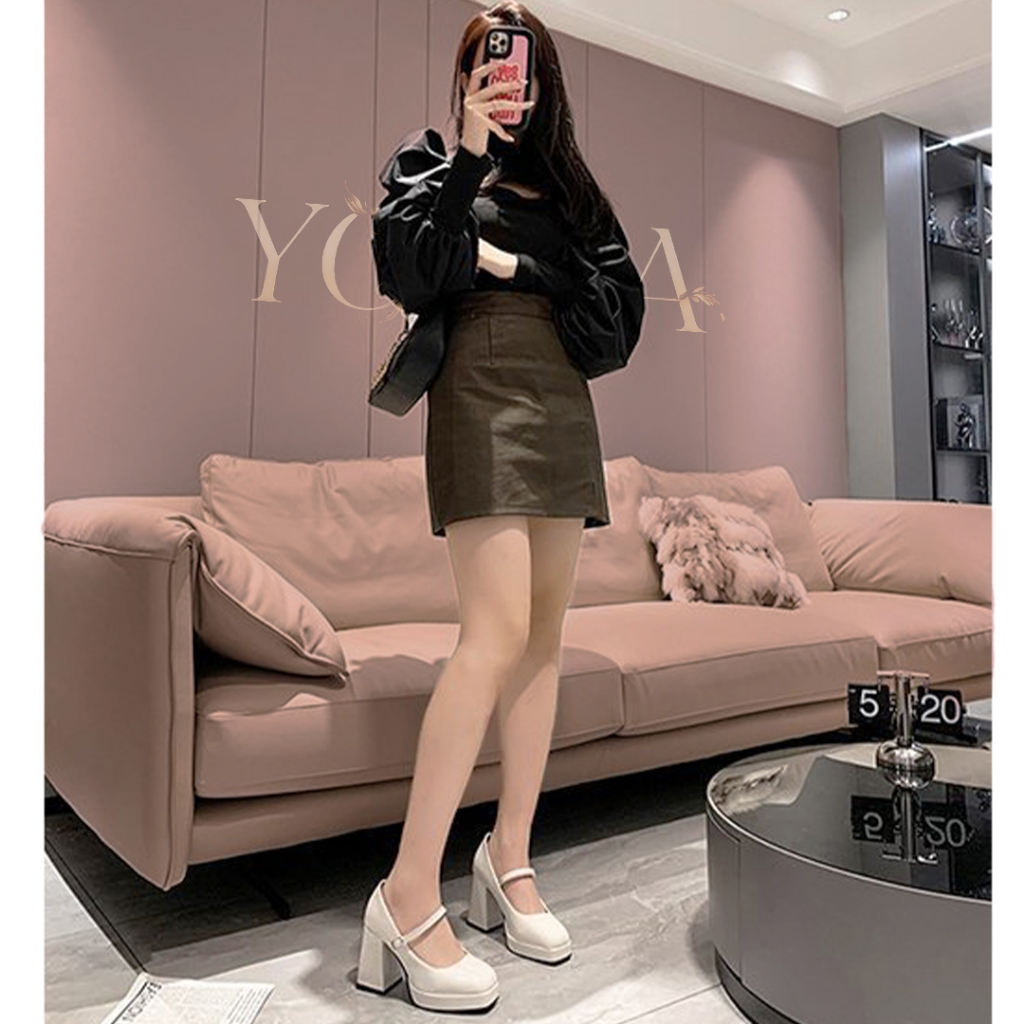 Promo Bulan Ini Sepatu Hak Tinggi Tahu 9Cm Premium / Platform Heels Kantor/Chunky Heels Pesta/