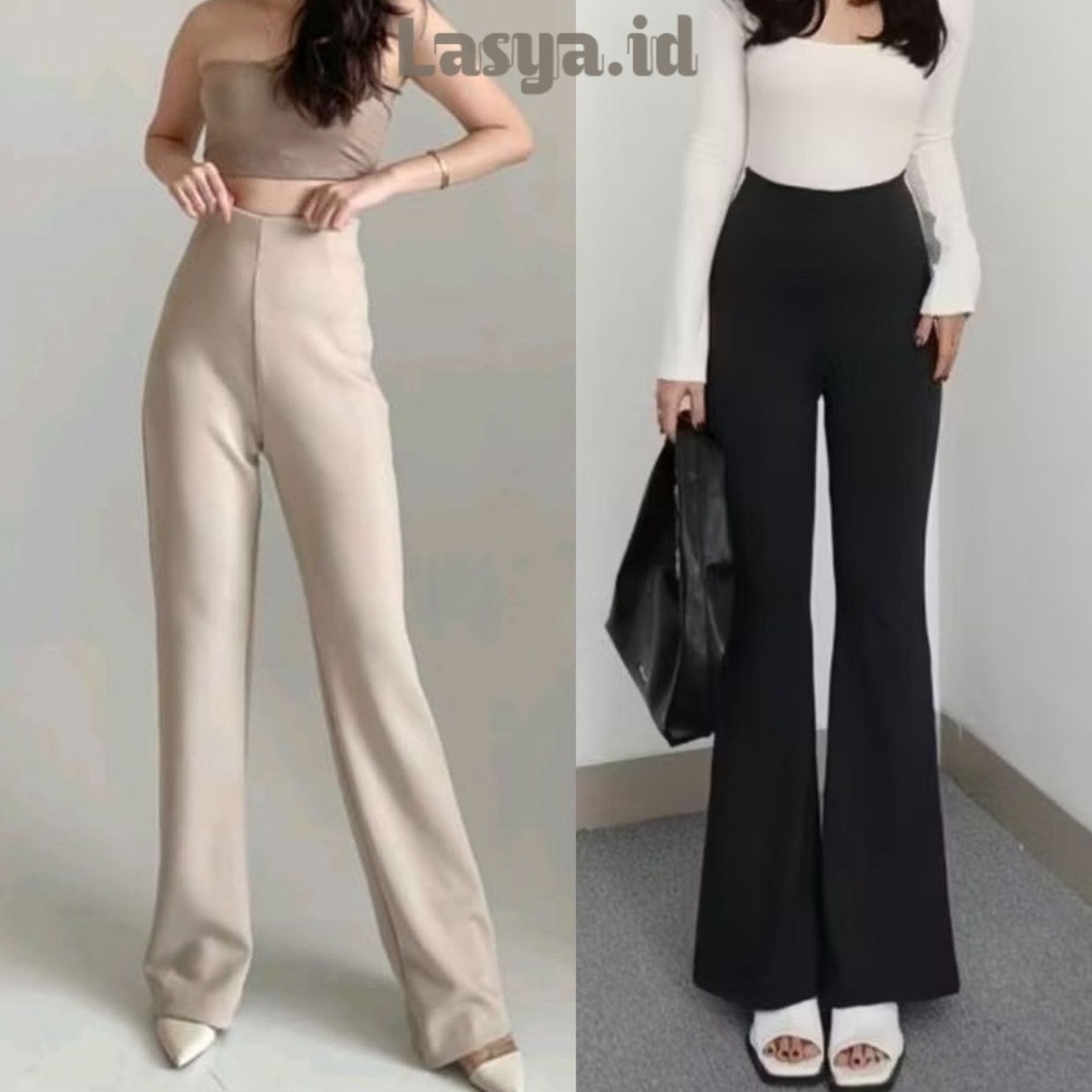 KODE H59Q Flare Celana Cutbray Bahan Scuba Premium Tebal Melar Panjang Kerja Wanita kantoran Jumbo