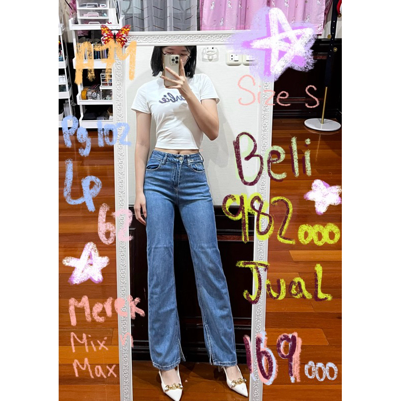 Preloved Jeans Denim, Skort,Merek mahal, Baju zara, celana zara,top mango