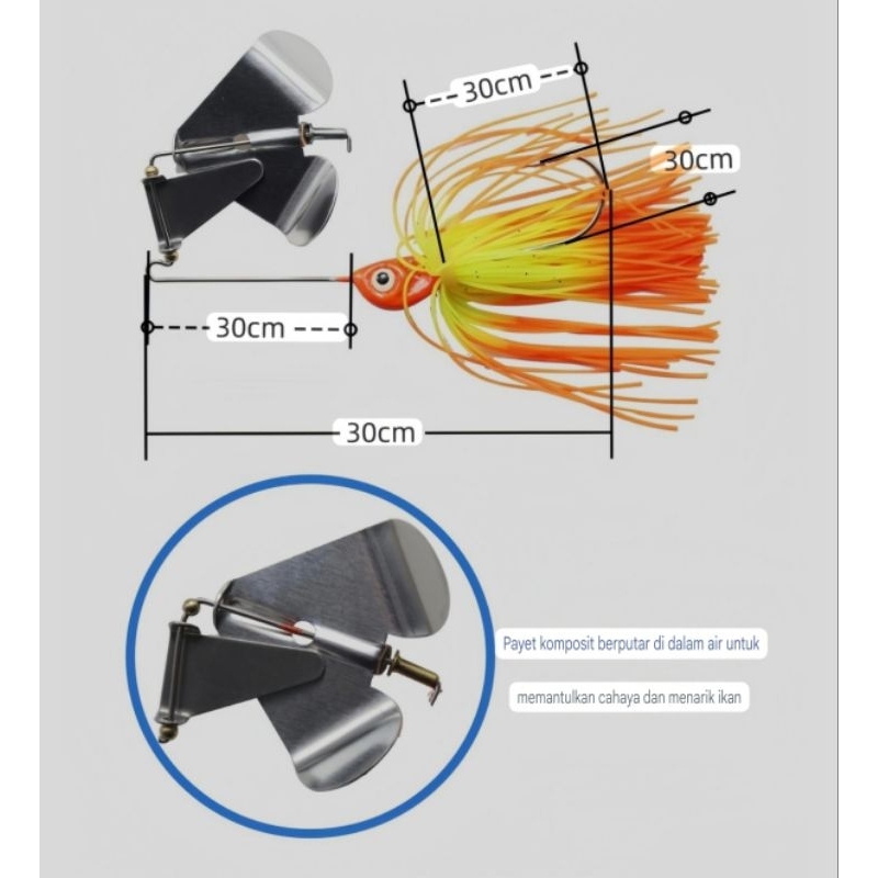 Buzz Bait Spinner 15gr, umpan Casting Toman Gabus