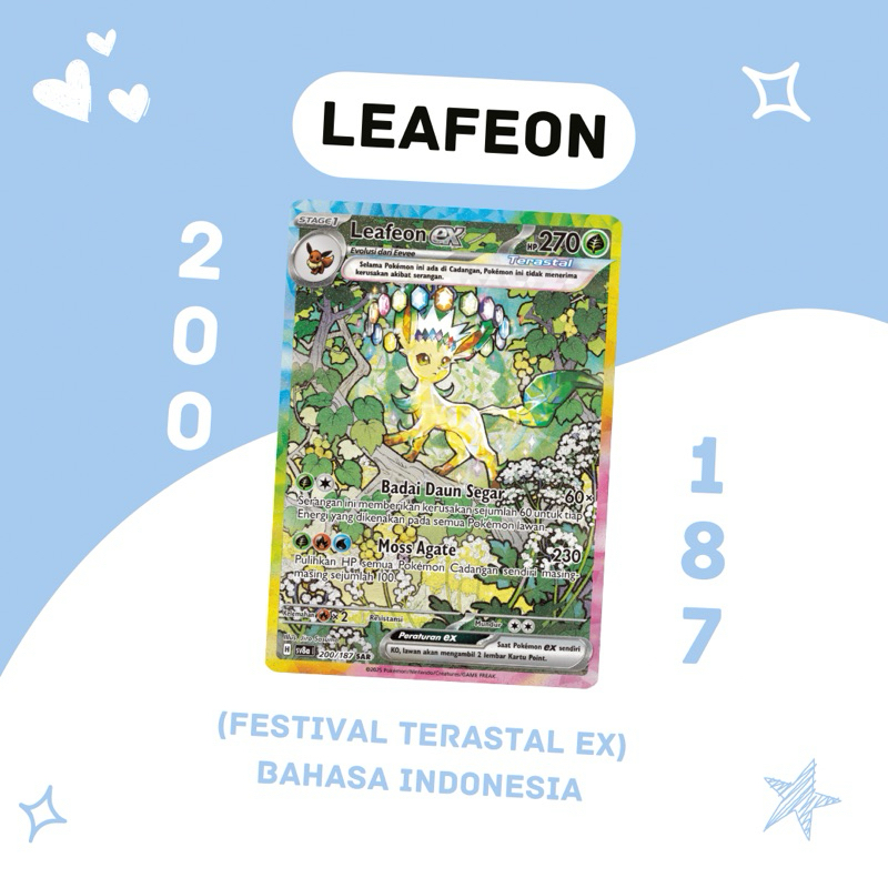 Leafeon EX SAR SV8A 200/187 Pokemon TCG Indonesia