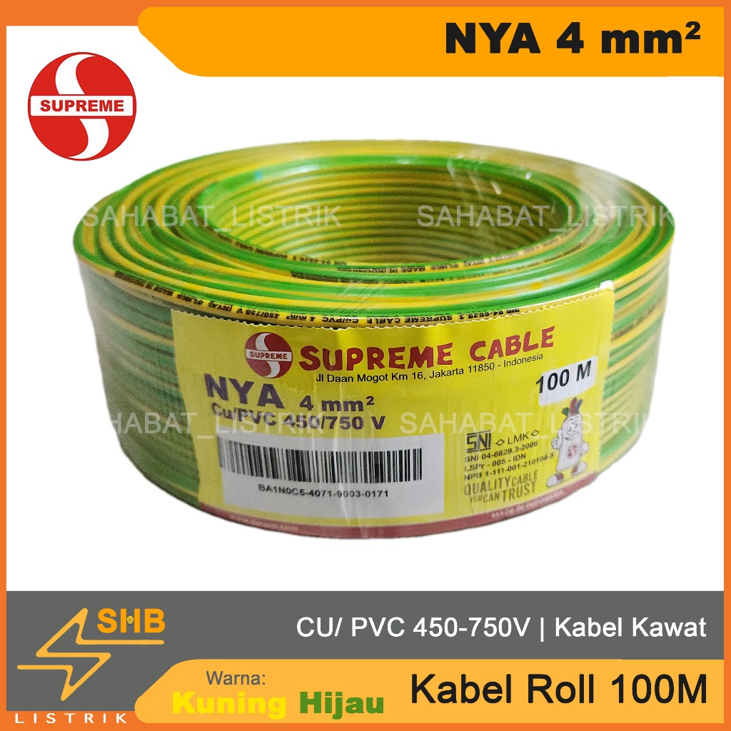 Supreme Kabel NYA 1x4 / 4mm Panjang 100 M Meter