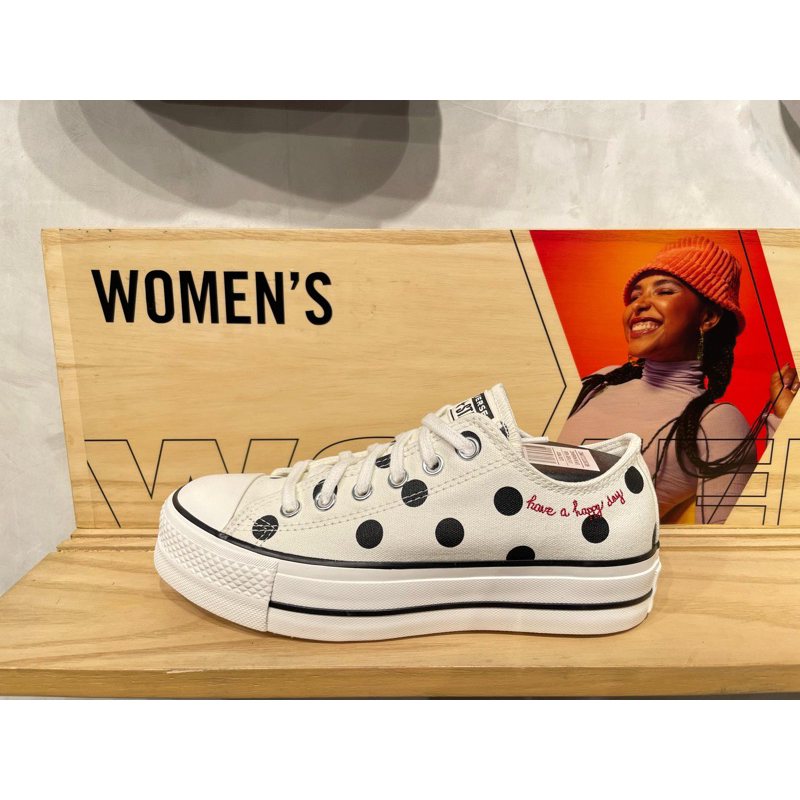 Sepatu Sneakers Wanita Converse CTAS Lift Platform Ox Egret/Black/Days Ahead