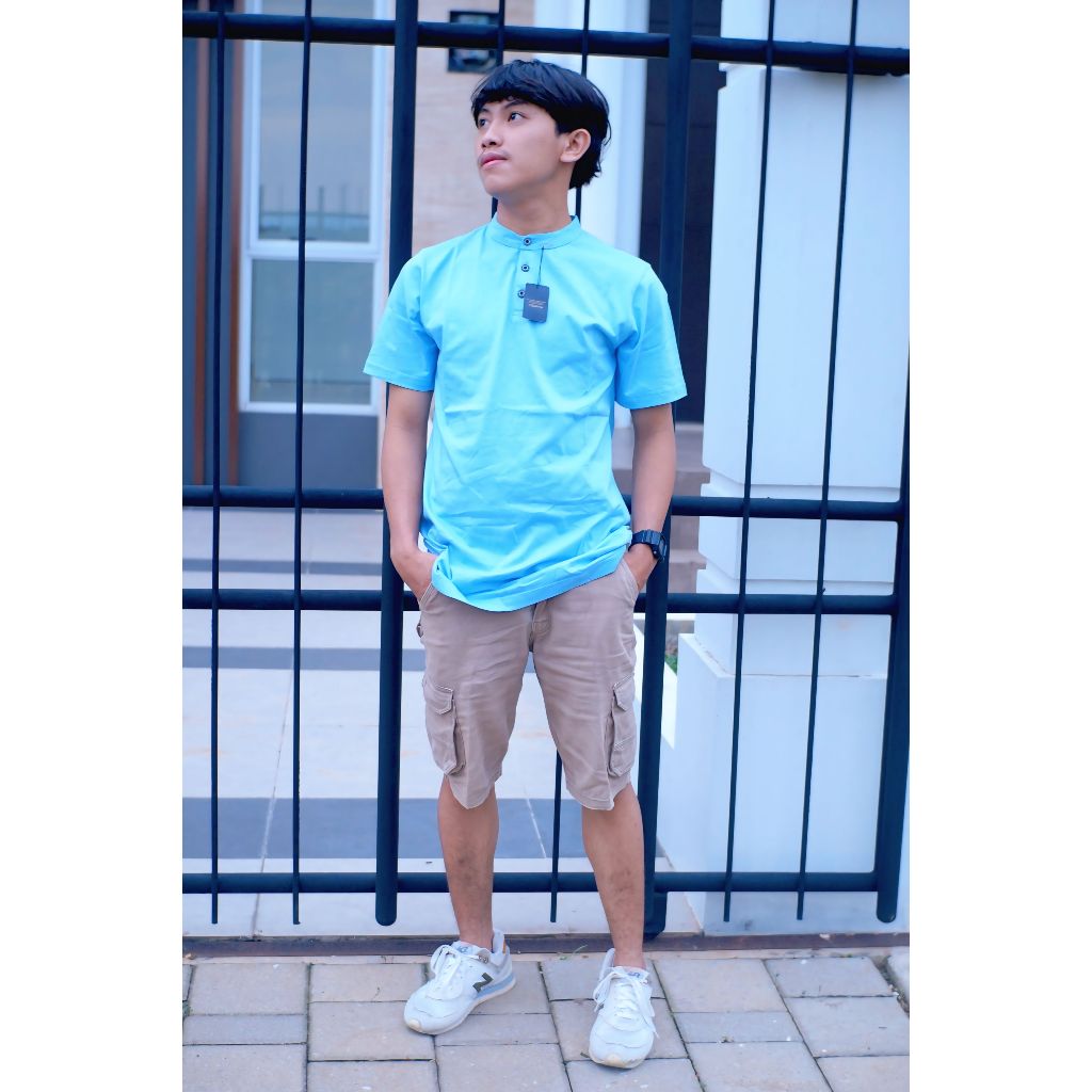 Anninetythree POLO COLARLESS BABYBLUE / Kaos Polo / Polo Shanghai Kaos Pria