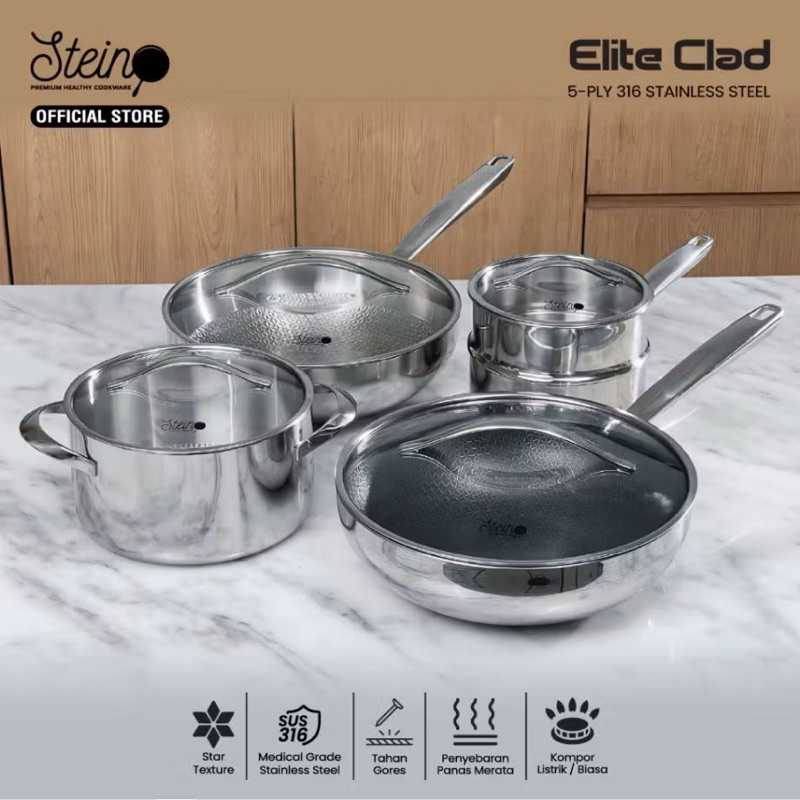 STEIN Elite Clad Complete Set Panci Set Steinless Steel