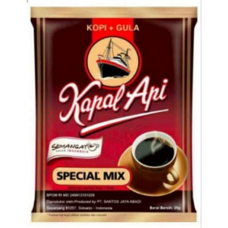 

KOPI KAPAL API SPECIAL MIX kopi + gula 1 renceng isi 10 saset ada juga 5 saset kapal api mantap