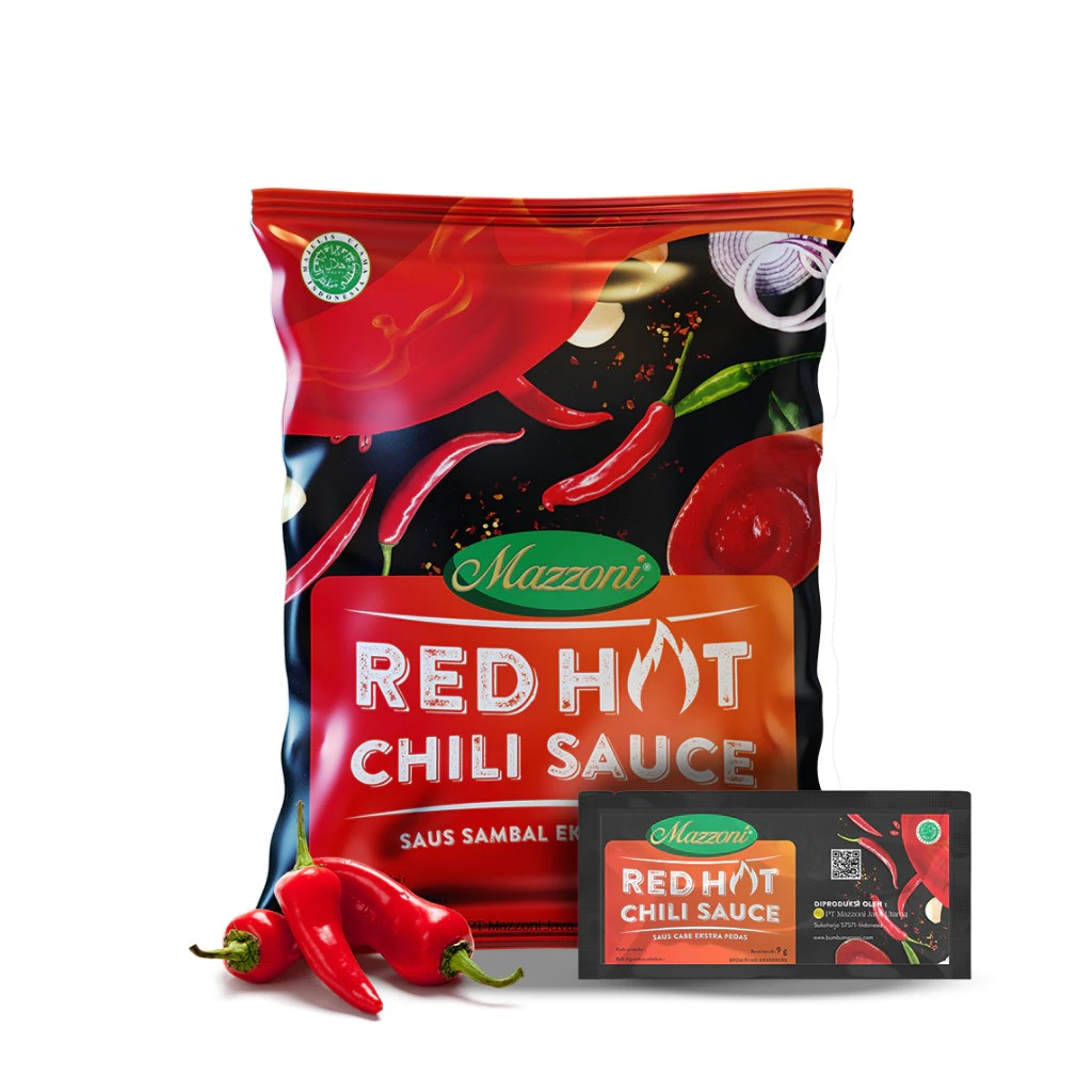 

Mazzoni Red Hot Chili Sauce Saus Sachet 8 Gram isi 24 Pcs Per Pack