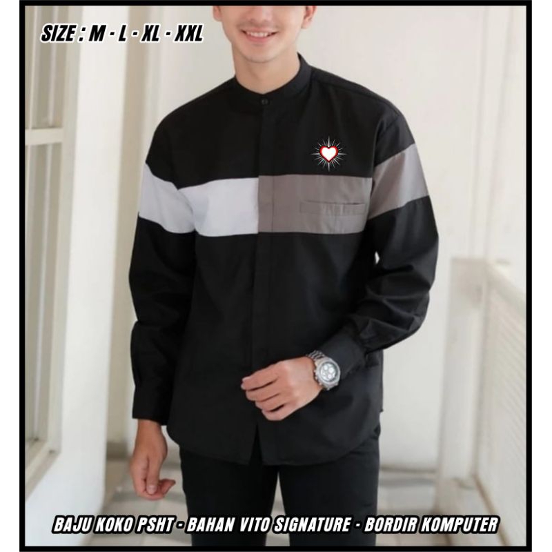 BAJU KOKO PSHT BORDIR LENGAN PANJANG