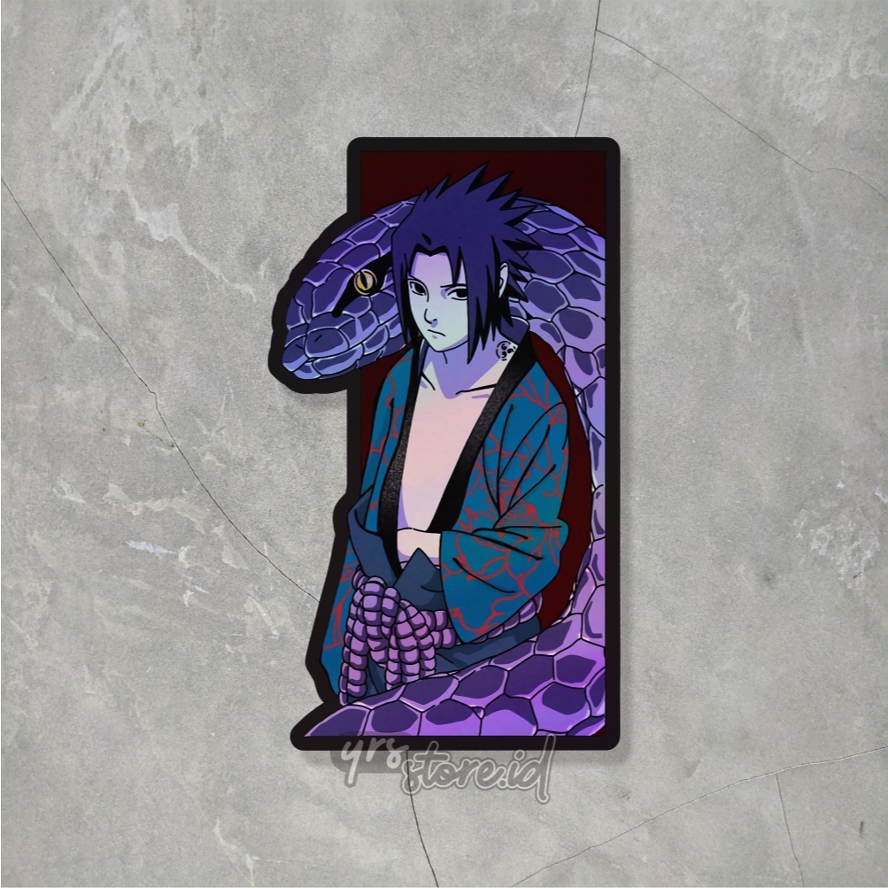 

Sticker Anime Hologram Uchiha Sasuke Ukuran +- 7x4 cm sticker case hp & laptop murah anti air