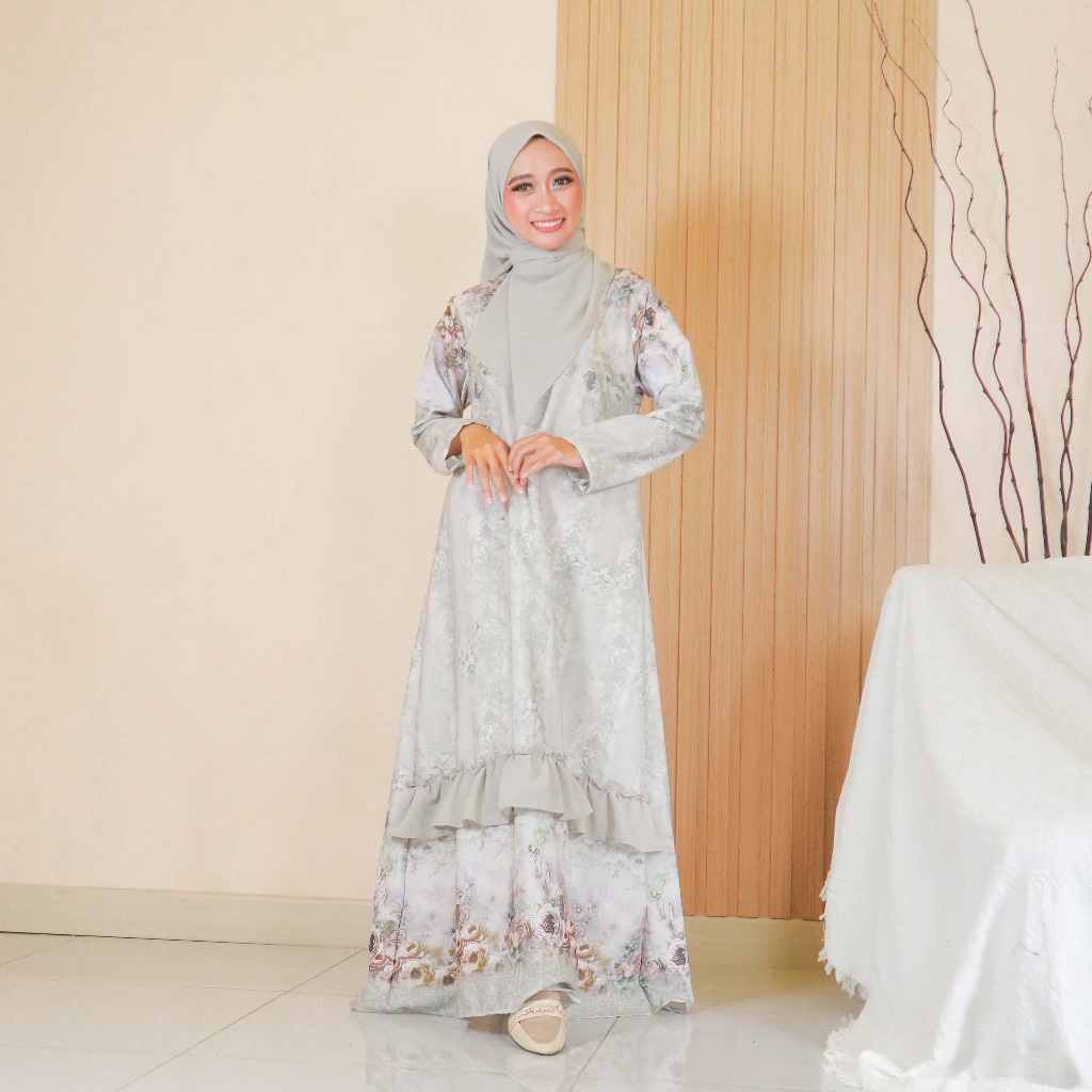 Gamis Couple ALISHA DRESS Gamis Ibu dan Anak by Sebbie, dress couple ibu anak motif bunga, dress pes