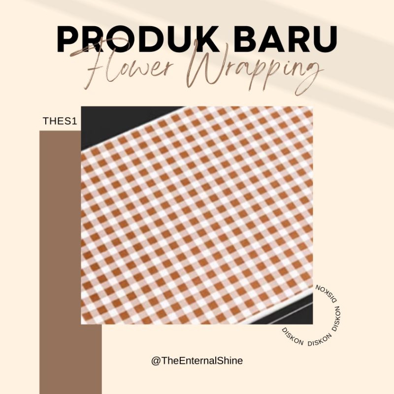 

[1pcs]Flower Wrapping Paper Square Pattern Cellophane Kertas Buket Motif Kota-kotak Bunga Florist