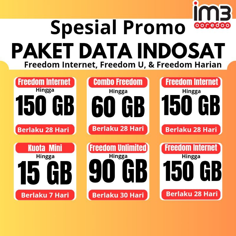 SPESIAL PROMO PAKET INDOSAT Full 24 Jam FREEDOM UNLIMITED FREEDOM HARIAN FREEDOM INTERNET TANPA PEMB