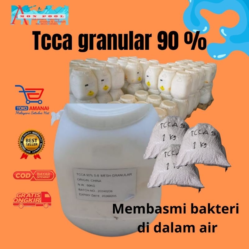 Kaporit Granular 90% 1 Kg - Kolam Renang Bak Mandi Air Klorin - Pembersih Saluran Air - Disinfektan