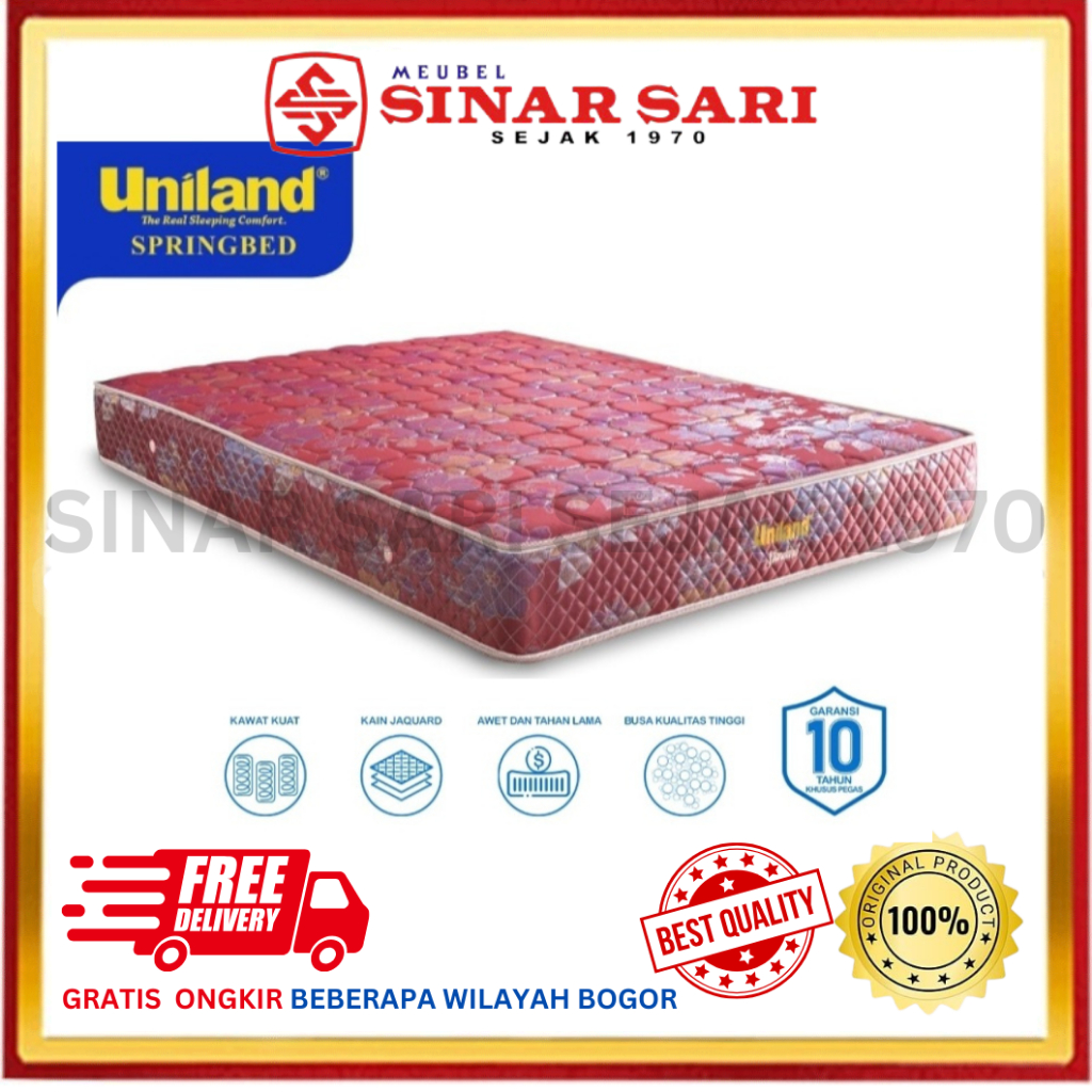 Springbed Uniland Standard 160x200 180x200 Kasur Spring Bed Queen King Size Medium Firm Original