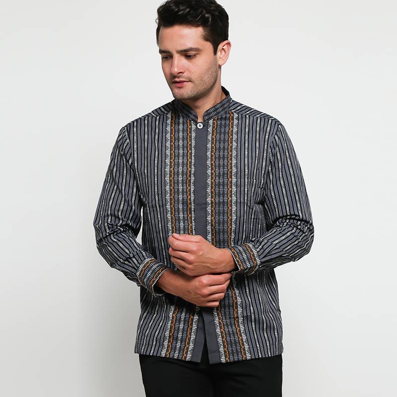 Arjuna Weda Koko Muslim Pria Motif Tenun Songket 1 - Abu Abu