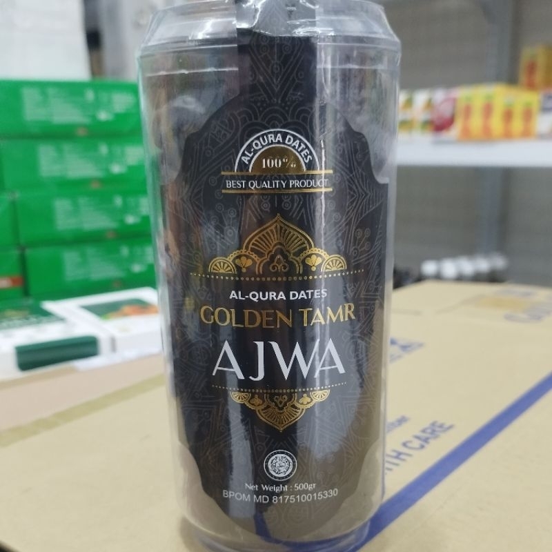 

kurma ajwa golden tamer Original 100% Alsi kemasan Toples Isi 500gr