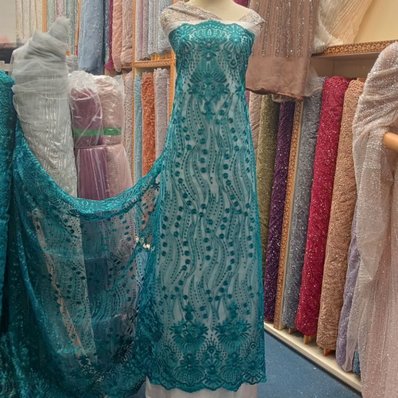 Bahan Kain Tulle Bordir Sulam Glitter Premium Kain Tulle Bordir Sulam Terbaru Kain Kebaya wanita