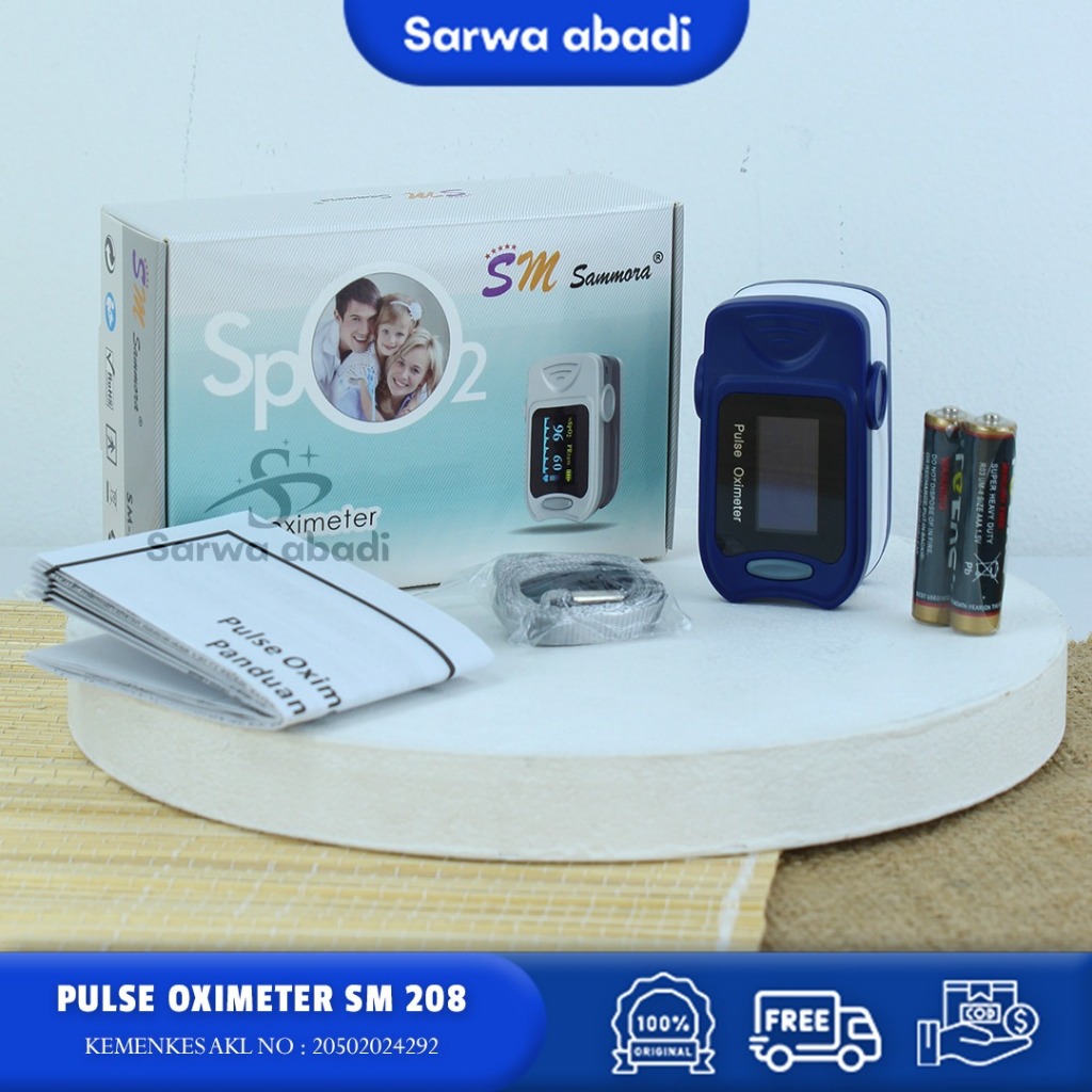 Pulse Oximeter Sammora / Pulse Oxi Sm-208 / Alat Ukur kadar oxigen dalam darah Original Berkualitas