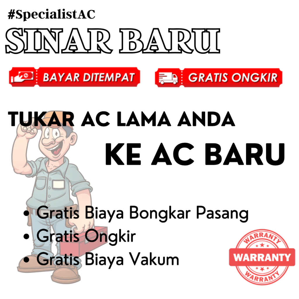 TUKAR TAMBAH AC SHARP 1/2 PK - AHA05BEY + BONGKAR PASANG [ KHUSUS TUKAR TAMBAH ]