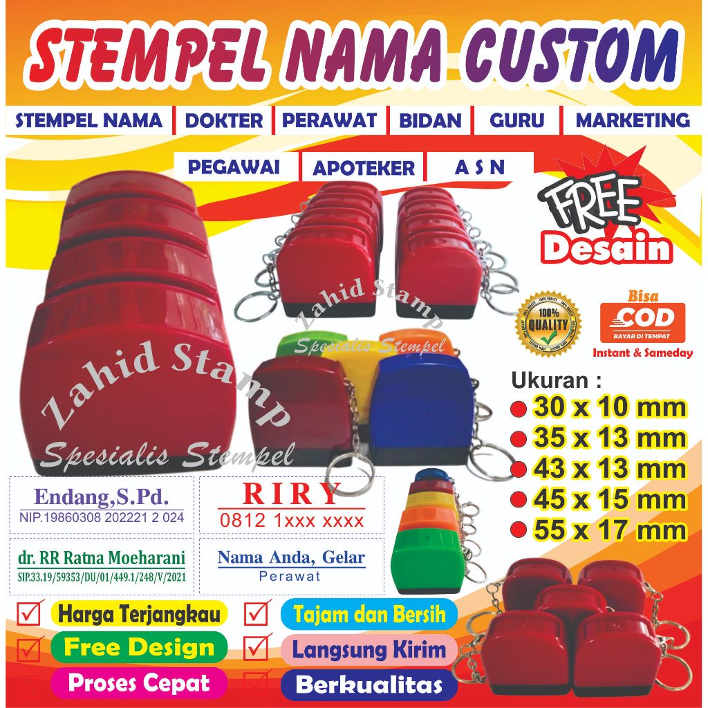 

stempel nama / stempel dokter / bidan / perawat / sales marketing / apoteker / guru