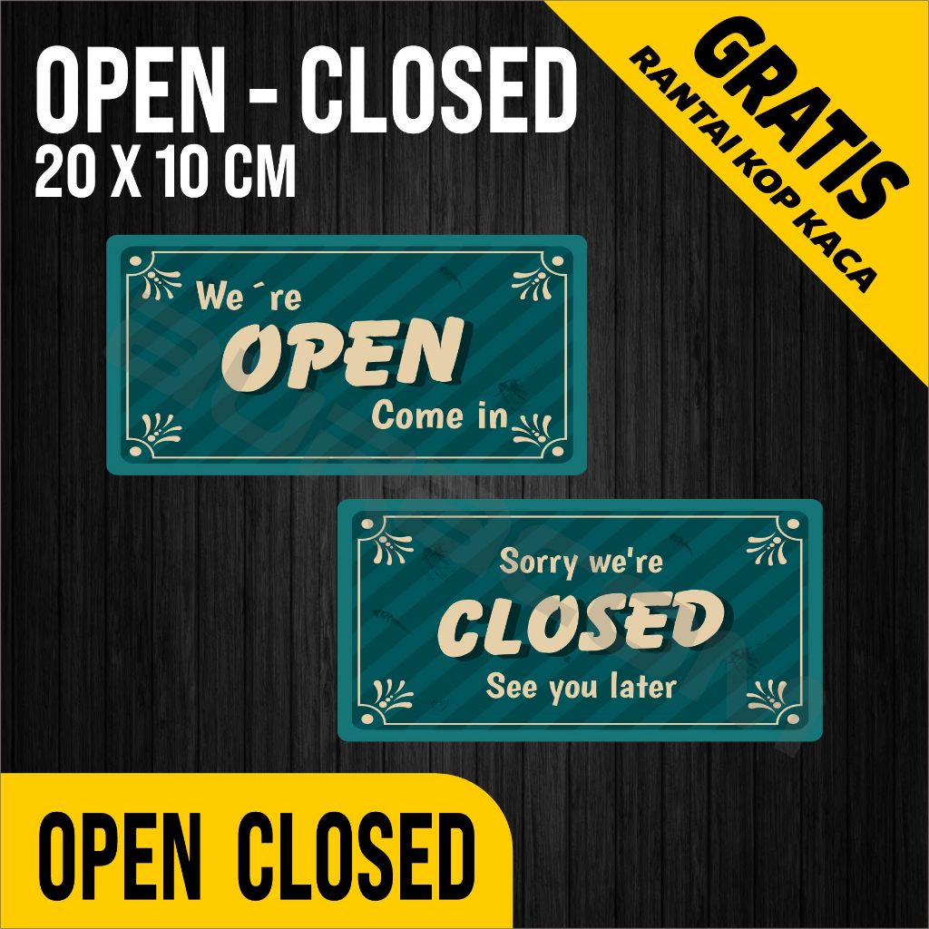 (COD,OPEN CLOSED Akrilik siap Pakai/Acrylic Open Closed Design Clasic / Custom-FreeDesign ( A 306 )