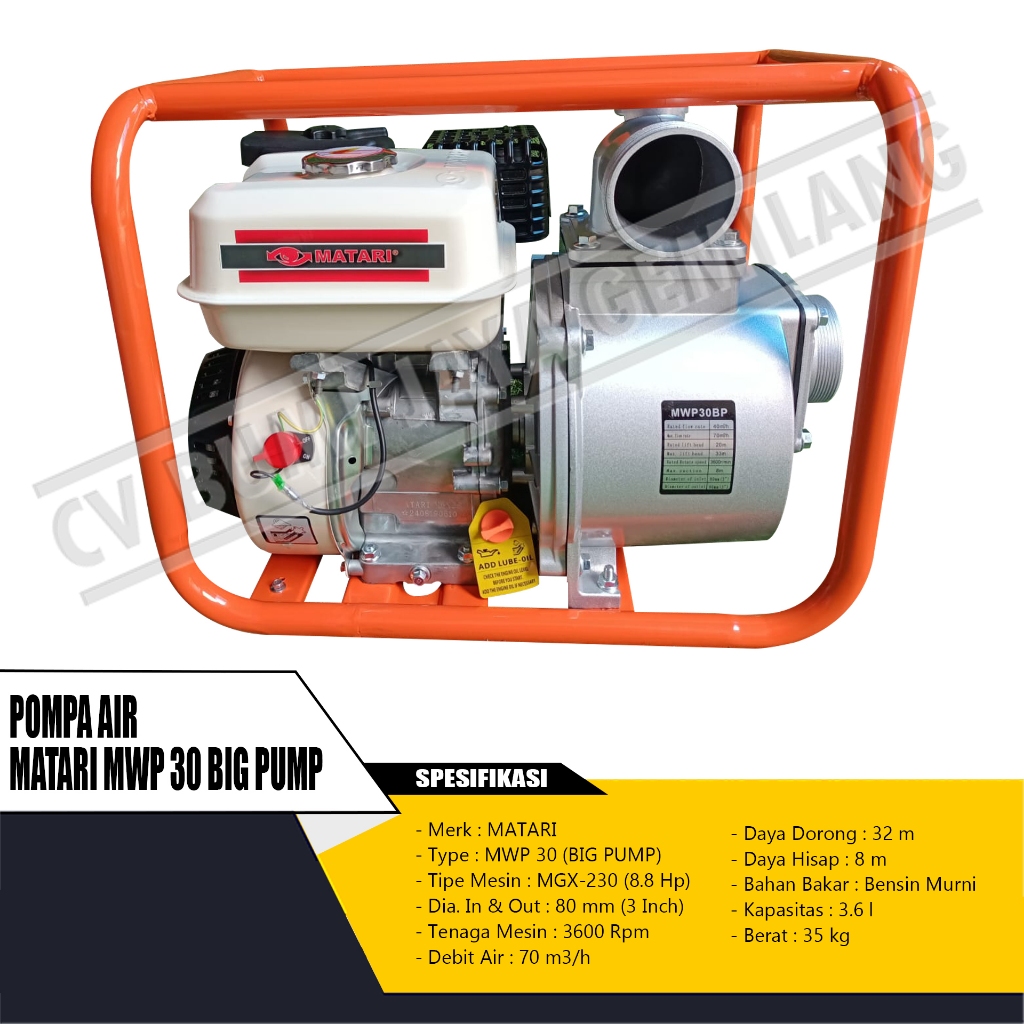 POMPA AIR BENSIN / WATERPUMP MATARI MWP 30 BIG PUMP (MGX-230)