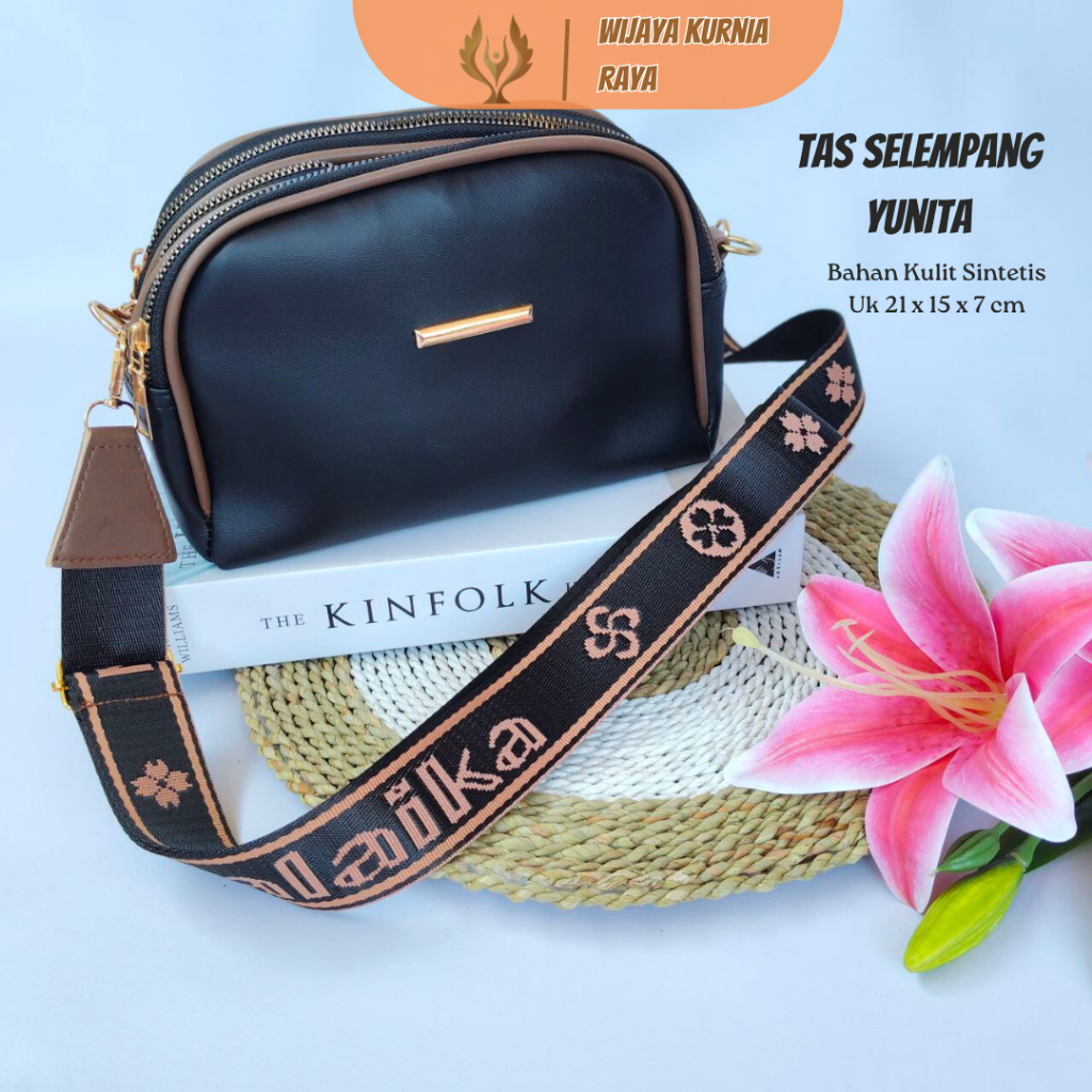 Tas Selempang Wanita Yunita 3 Ruang Tali Lebar Bahan Kulit Sintetis