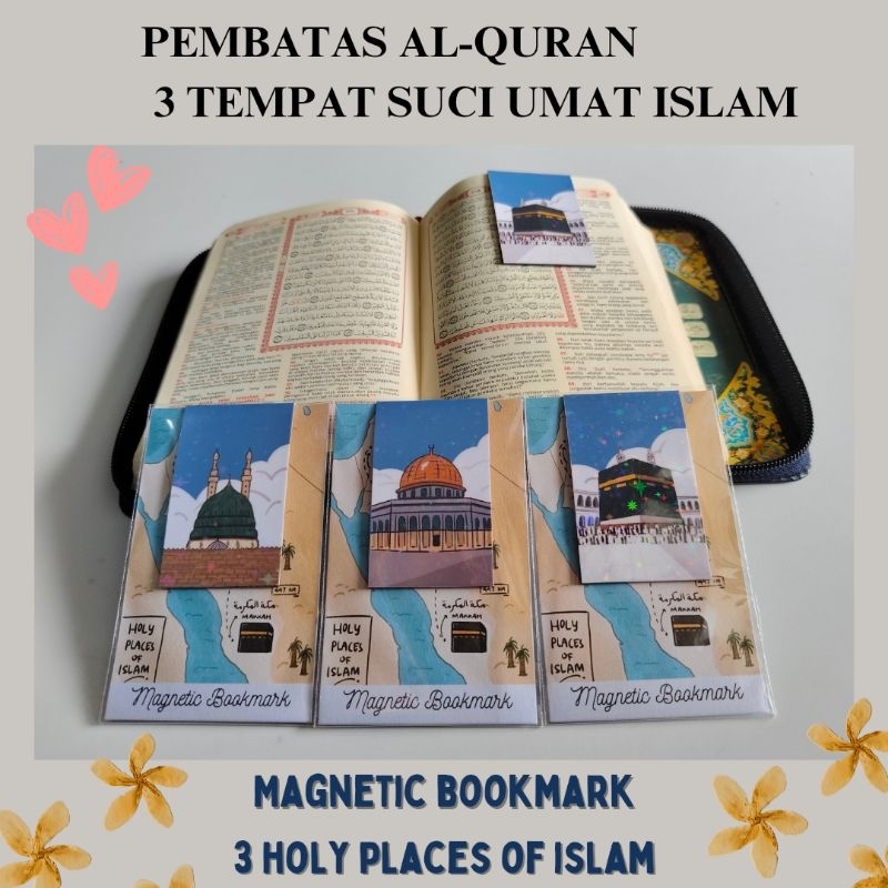 

Pembatas Alquran seri Tempat Suci umat Islam/ Magnetic Bookmark Holy Places of Islam / Pembatas buku magnet / Penanda Alqur'an / Oleh-oleh souvenir haji umroh