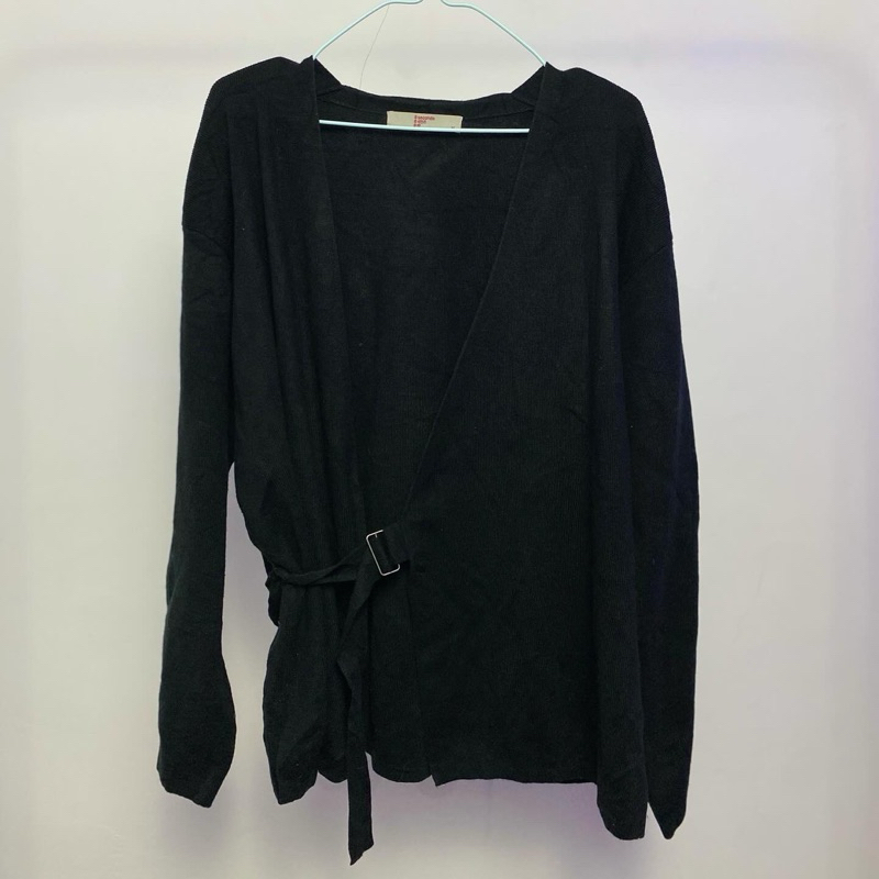PRELOVED CARDIGAN HITAM KIMONO | CARDIGAN HITAM BELT