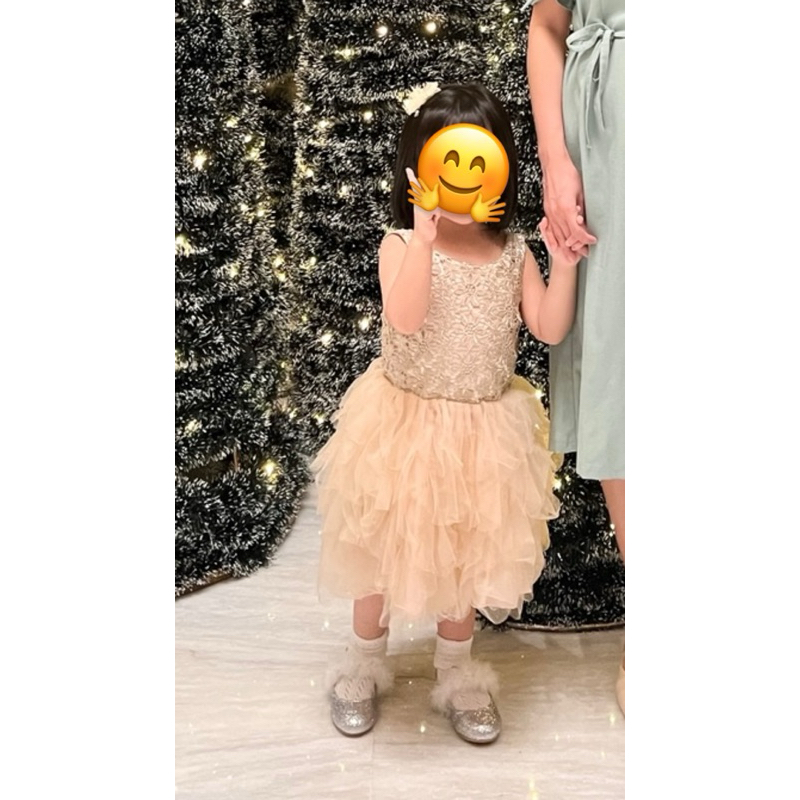 dress pesta anak gold (preloved)