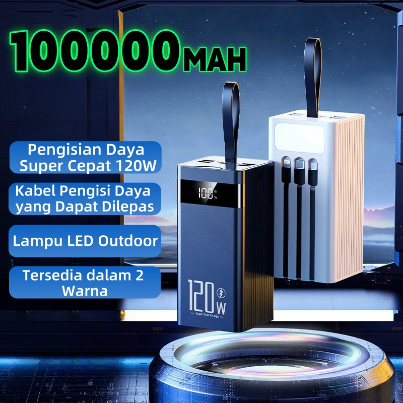 Powerbank berkapasitas 100000mAh Powerbank Tahan Lama 120W Powerbank Fast Charging Powerbank LED Pow