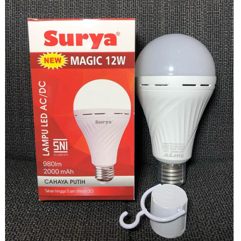 SURYA LAMPU LED A BULB MAGIC AC DC GENIUS AJAIB 12 WATT / LAMPU EMERGENCY-LAMPU DARURAT