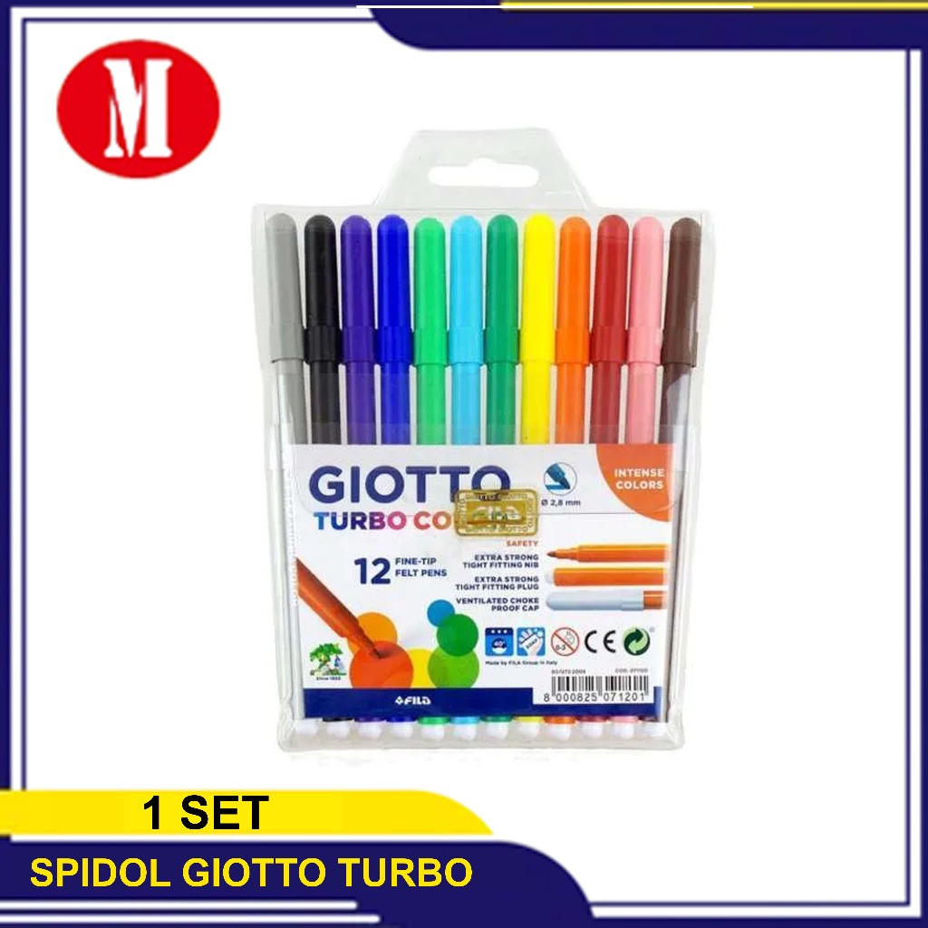 

Giotto Turbo Color Fine-Tip Felt Pens Spidol Warna Gambar - 12 Warna