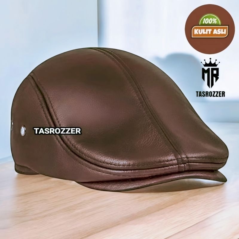 Topi pet kulit asli Garut pria | topi kodok kulit asli