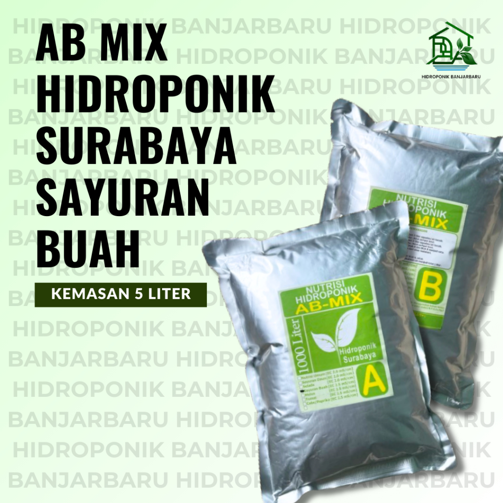SAYURAN BUAH NUTRISI AB MIX HIDROPONIK SURABAYA PEKATAN 5 LITER NUTRISI TANAMAN HIDROPONIK