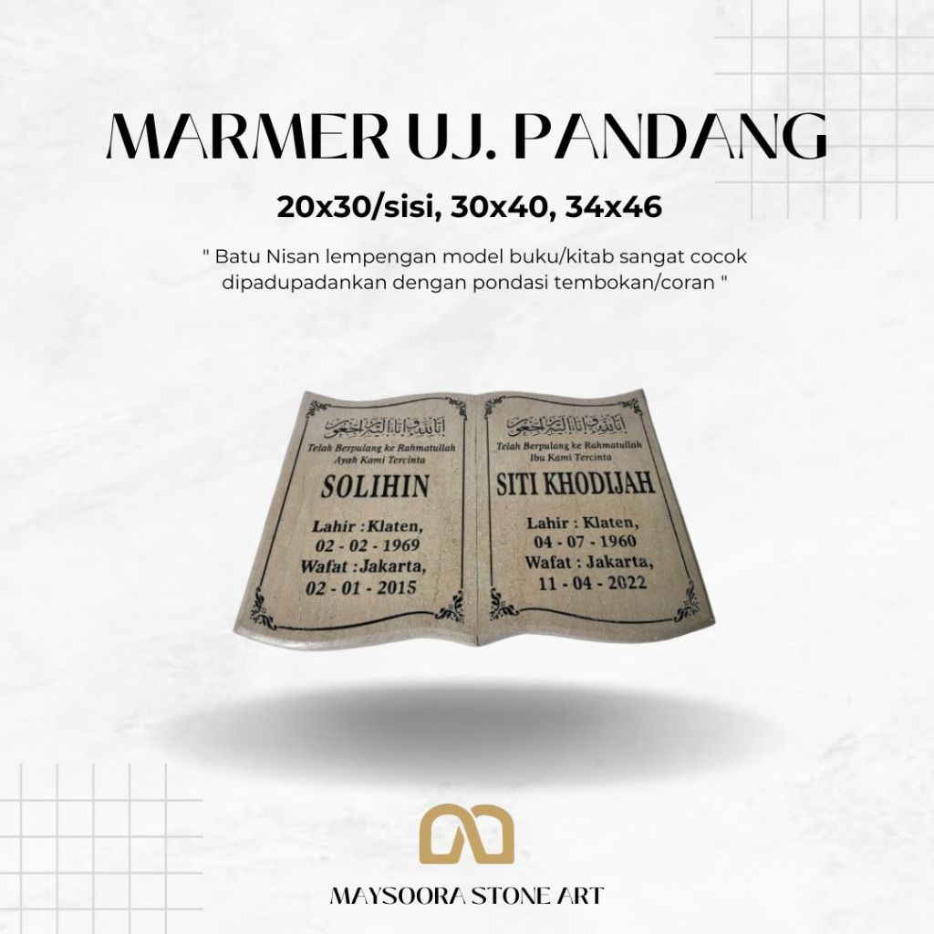 BATU NISAN LEMPENGAN BUKU MARMER ALAM