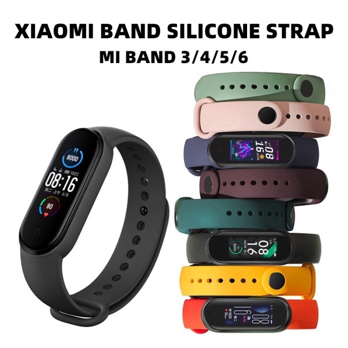 COD ✅ Tali Karet miband 3 4 5 6 Silicon Replacement Strap Only Smart Band Smart Watch Mi Band Strap 