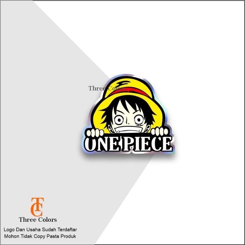 

#37, stiker luffi ngintip, one piece anime luffi hologram