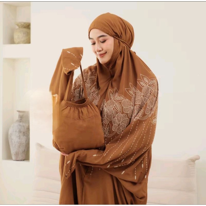 Cinta _Ofricial - Mukena Terusan lajuran Nabawi Batik  Rayon Super Jumbo  Mukena model baju  lembut 