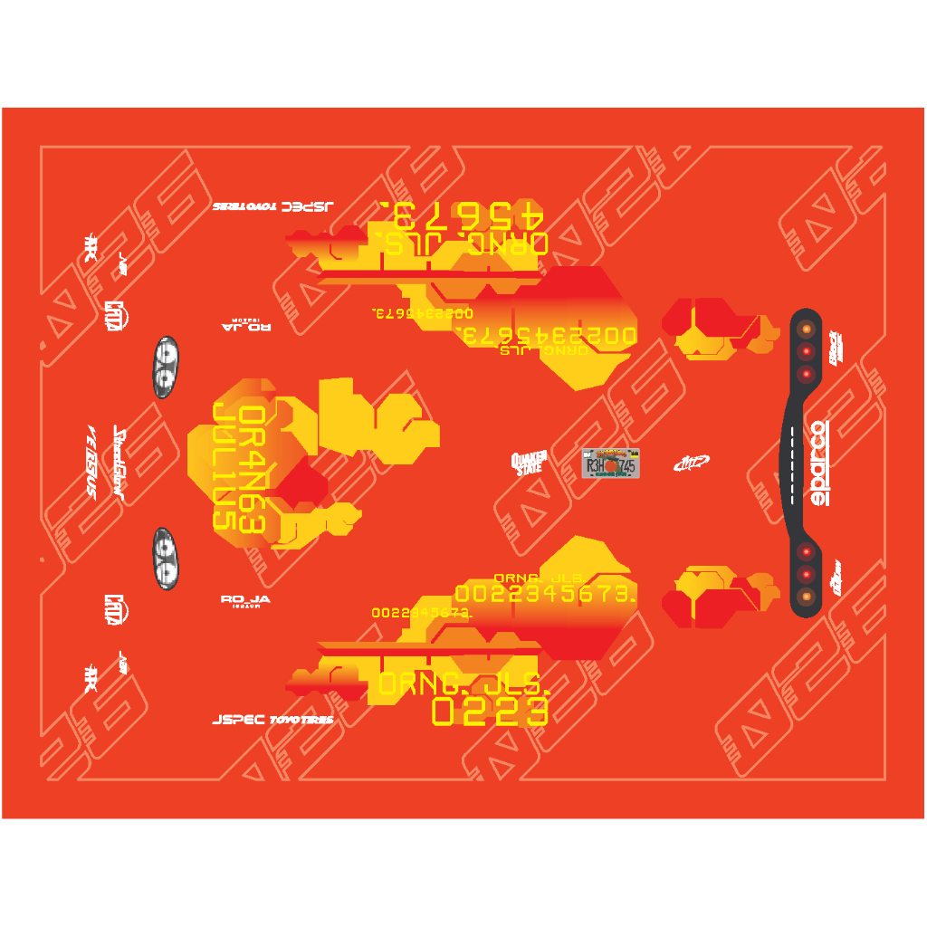 [WHITE TONER] Decal Hotwheels Mazda Rx 7 Orange Julius FAST AND FURIOUS