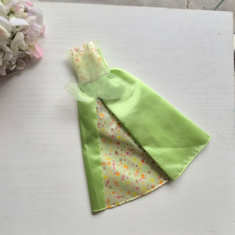 Baju Gaun Barbie Disney Tiana Mattel lime green gown