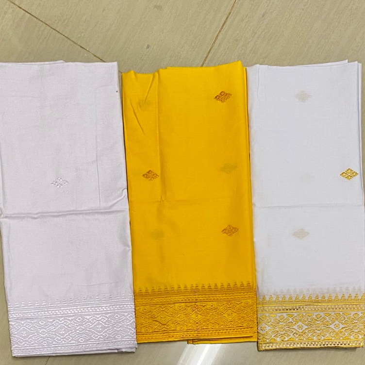 KODE Q36W Saput Kampuh Putih Kuning Bordir  Pakaian Adat Bali Pria Cowok Murah