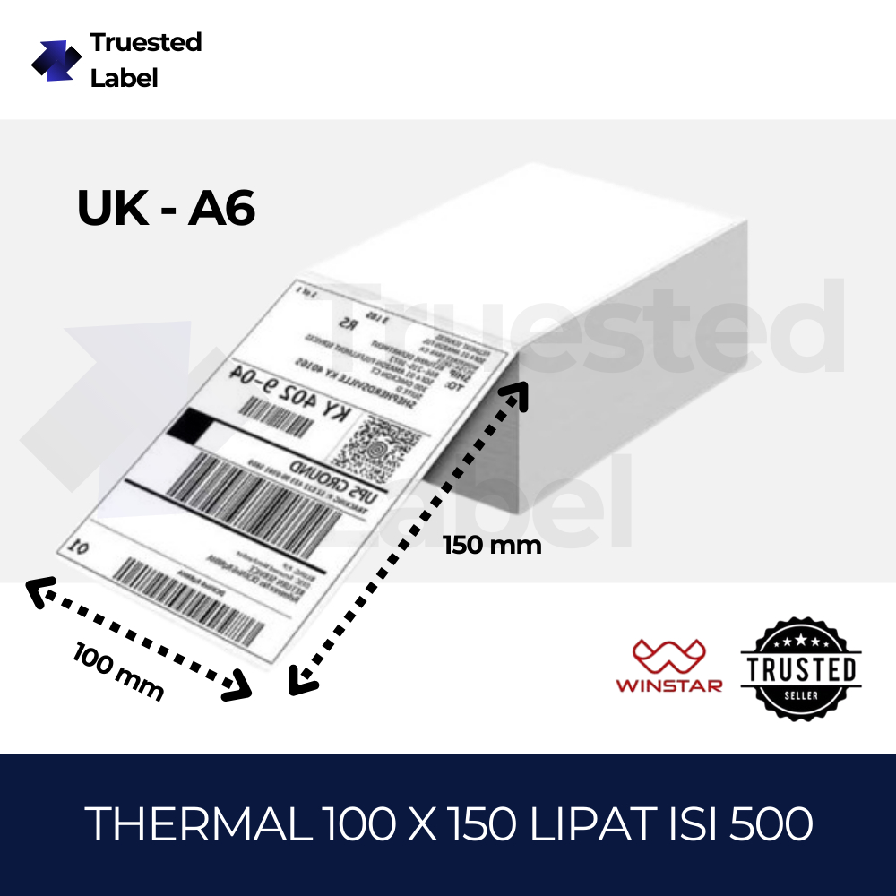 

Label Thermal 100x150 (Lipat) ukuran A6 isi 500 WINSTAR