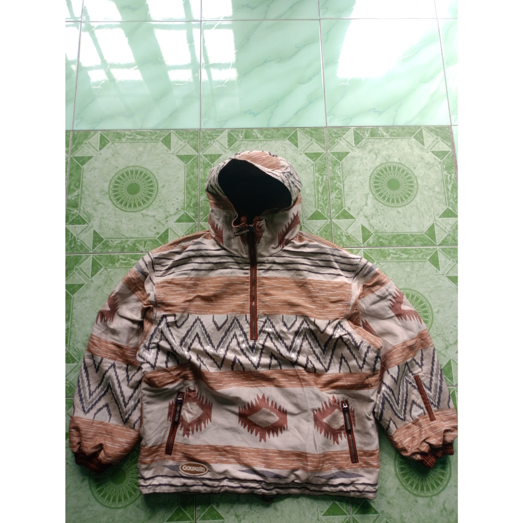 Vintage 90s Ski Wear Competition Aztec Racing Jacket Hoodie by Gold Win